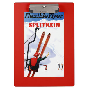 Flexible Flyer Splitkein Holzskier Promo Klemmbrett