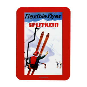 Flexible Flyer Splitkein Holzskier Promo Magnet