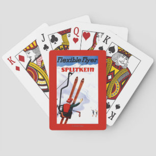 Flexible Flyer Splitkein Holzskier Promo Spielkarten