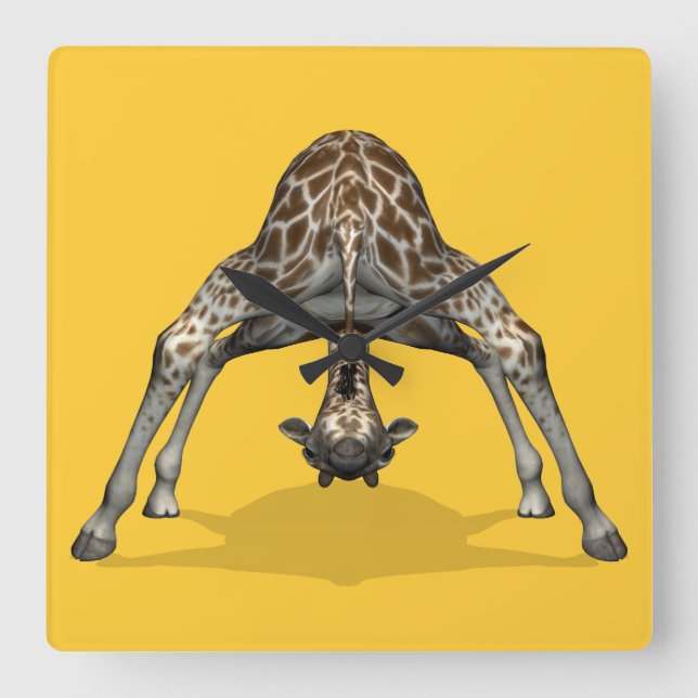 Flexible Giraffe Quadratische Wanduhr (Vorderseite)