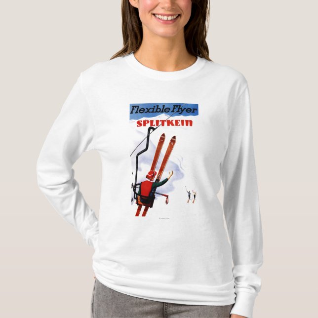 Flexibler Flyer Splitkein hölzerner SkisPromo T-Shirt (Vorderseite)