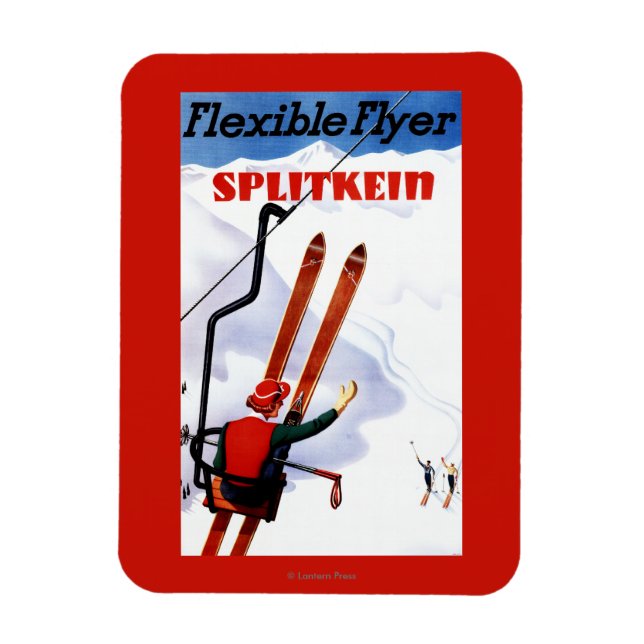 Flexibler Flyer Splitkein Holzskis Promo Magnet (Vertikal)