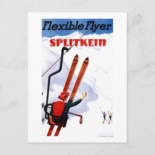 Flexibler Flyer Splitkein Holzskis Promo Postkarte (Vorderseite)