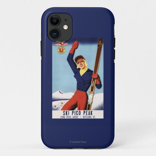 Flexibles Flyer Button-Oben Skifahren-Mädchen Case-Mate iPhone Hülle (Rückseite)
