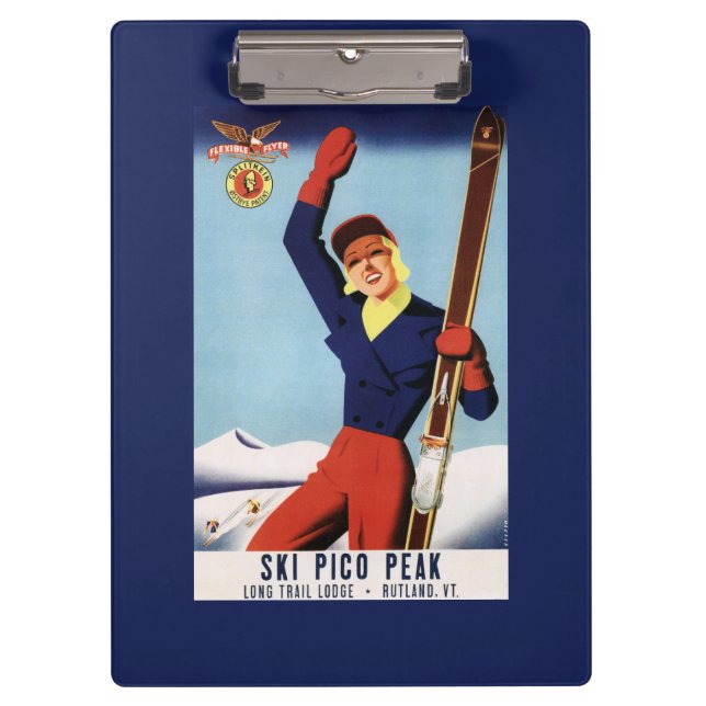 Flexibles Flyer Button-Oben Skifahren-Mädchen Klemmbrett (Vorderseite)