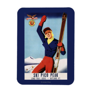 Flexibles Flyer Button-Up Skiing Girl Magnet