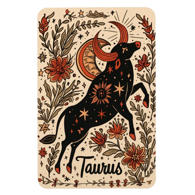 Flexibles Foto Magnet Taurus Celestial Zodiac Art (Vertikal)