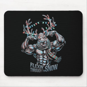 Flexin Through the Snow Funny Christmas Gym Workou Mousepad