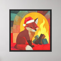 Flicker der Fuchs Weihnachts-Kamin-Leinwand