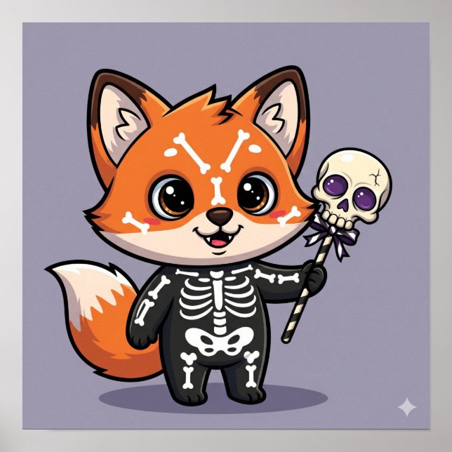 Flicker the Fox - Halloween Skelett Poster (Vorne)