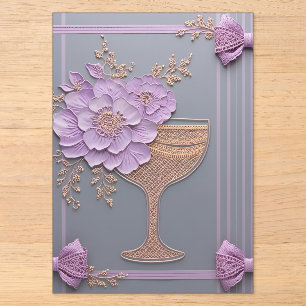 Flieder 3D-Effekt-Blumen & Roségold-Spitze Acryleinladungen