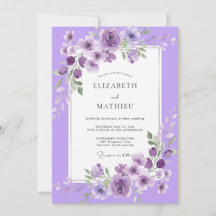 Flieder-Amethyst-Rebe-Hochzeit Einladung