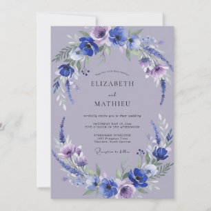 Flieder-Amethyst-Wildblumen-Hochzeit Einladung