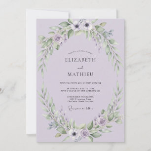 Flieder-Anemonen-Hochzeit Einladung