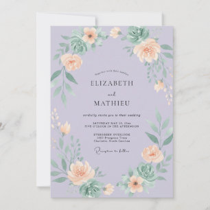 Flieder-Aprikosen-Sukkulenten-Eukalyptus-Hochzeit Einladung