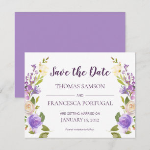 Flieder-Aquarell-Blumen-Hochzeit-Save-the-Date-Kar Einladung