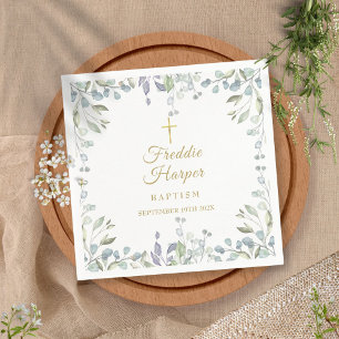 Flieder-Aquarell-Blumen-Taufe Serviette