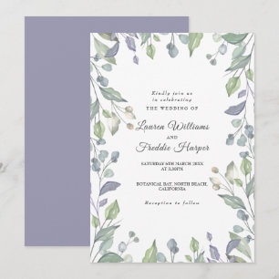 Flieder-Aquarell-Blumenhochzeit Einladung