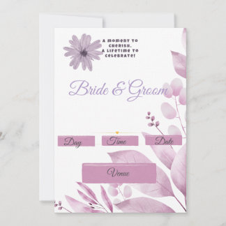 Flieder-Aquarell-Blumenhochzeits-Einladung | Eine Einladung