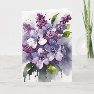 Flieder - Aquarellblumen Karte