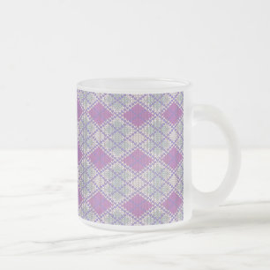 Flieder ARGYLE STRICKMOTIV Frostglas-Tasse Mattglastasse