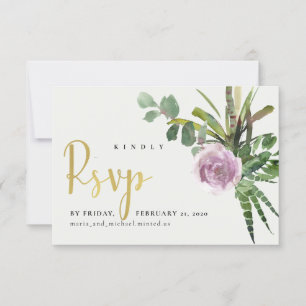 FLIEDER BLUMEN WÜSTENKAKTUS BLATTWERK WASSERFARBE  RSVP KARTE