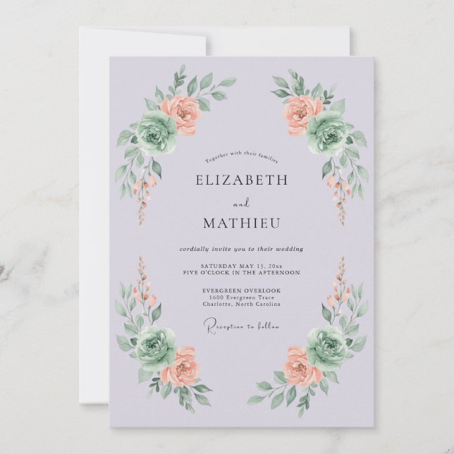 Flieder Botanische Boho-Hochzeit Einladung (Vorderseite)