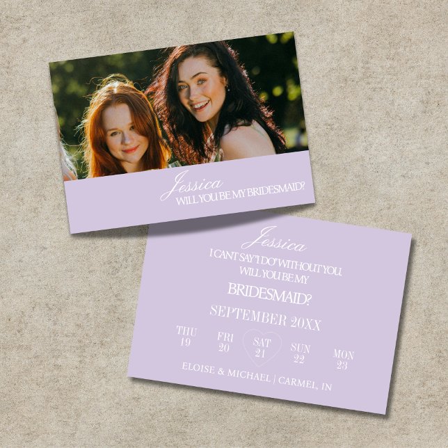 Flieder Brautjungfer Antrag Karte (Lilac Will You Be My Bridesmaid Proposal Card)