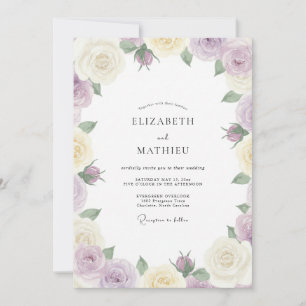 Flieder Creme Laub Eukalyptus Hochzeit Einladung