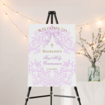 Flieder-Design First Holy Communion Willkommenssch