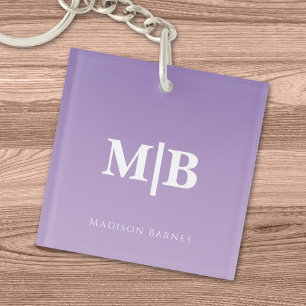 Flieder-Einzelanfertigung Monogramm Name Schlüsselanhänger