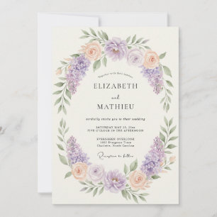 Flieder Elegante Whimsical Hochzeit Einladung