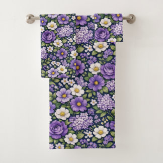 Flieder floral badhandtuch set