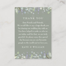 Flieder Floral Salbei Grün Hochzeit Danke