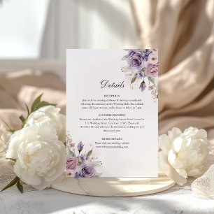 Flieder Florale Hochzeitsdetails Karte