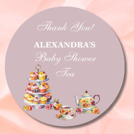 Flieder Florale Teeparty-Baby-Party-Geschenke Runder Aufkleber