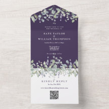Flieder Florales Lila Monogramm QR-Code Hochzeit