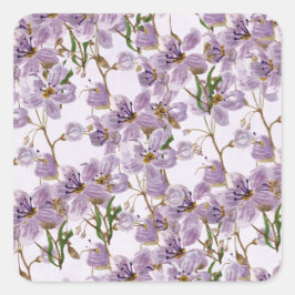 Flieder-Garten-Blumendekor-Aufkleber Quadratischer Aufkleber