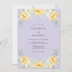 Flieder Gelbe Ranunculus Dusty Eucalyptus Hochzeit Einladung