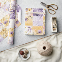 Flieder Gelber Quilt Gingham Cottagecore Floral