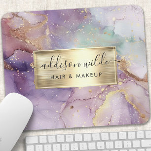 Flieder Glitter Watercolor Faux Goldfolie Mousepad