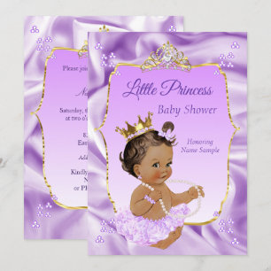 Flieder Gold Prinzessin Baby Shower Mädchen dunkle Einladung