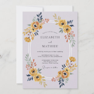 Flieder-Gold-Ranunculus-Eukalyptus-Hochzeit Einladung
