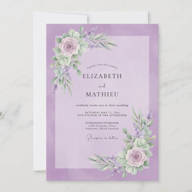 Flieder Hochzeit im Frühling Einladung (Vorderseite)