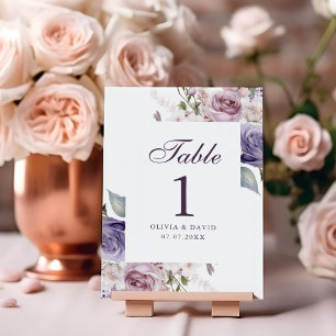Flieder Hochzeit Tischnummer Karte