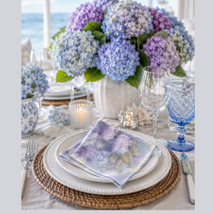 Flieder-Hortensie-Aquarell-Luncheon- Serviette