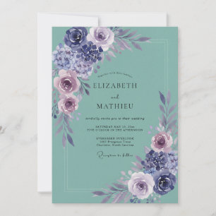 Flieder-Hortensien-Seafoam-Eukalyptus-Hochzeit Einladung