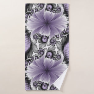 Flieder-Illusion abstrakte Blumen-Fraktal-Kunst Fa Badehandtuch
