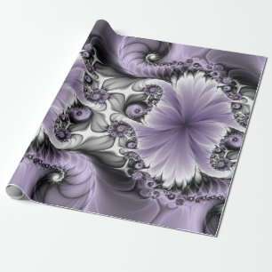Flieder-Illusion abstrakte Blumen-Fraktal-Kunst-Fa Geschenkpapier