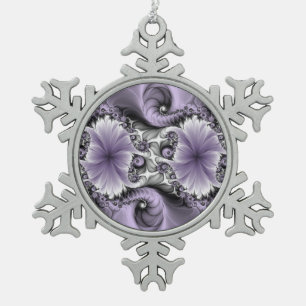 Flieder-Illusion abstrakte Blumen-Fraktal-Kunst Fa Schneeflocken Zinn-Ornament